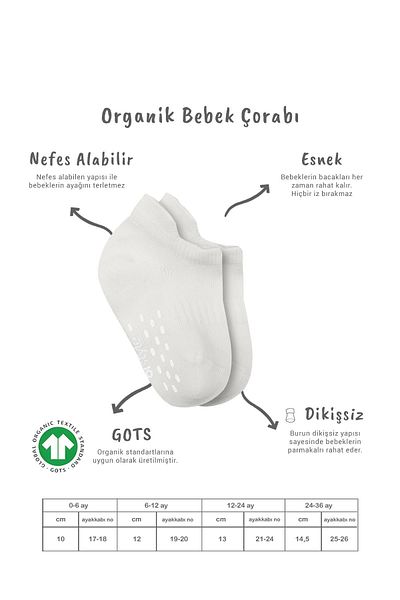Bistyle Organic Baby Kids 2-Piece Basic Combed Cotton Non-Slip Sneakers Socks
