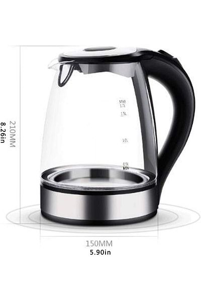 Arabest Cordless Electric Water Kettle,Glass Kettle Fast Boiling Cordless 1.7 L 2200 Watts LED Light