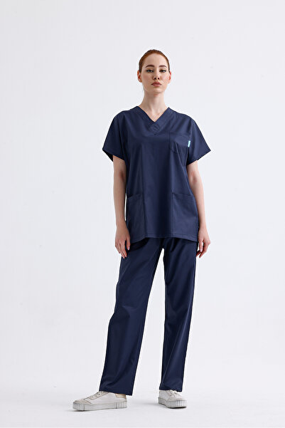 Genel Markalar Üniforma Lacivert Likralı Unisex Yarasa Kol Hemşire Ve Doktor ...