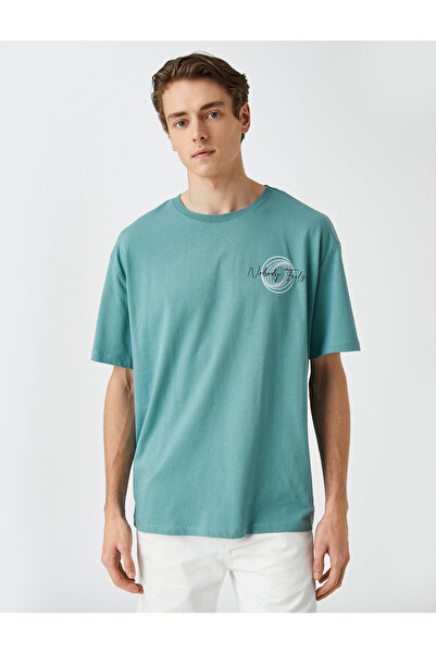 Koton Slogan oversize trička s krátkým rukávem a výstřihem