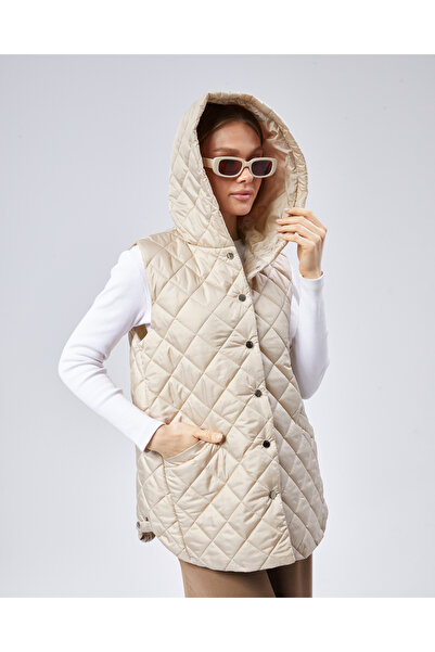exxitcollection Vestă matlasată cu glugă pentru femei