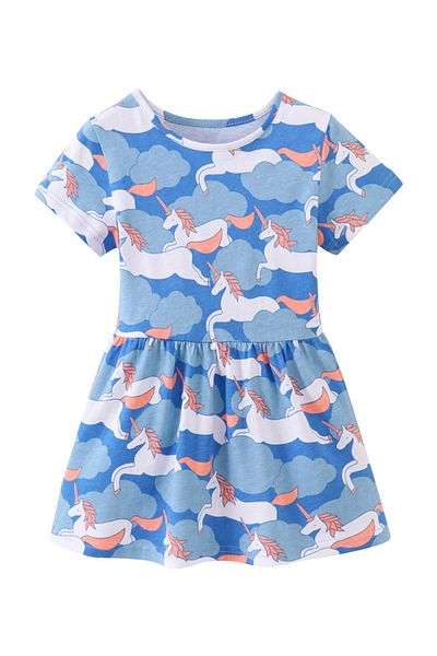 SAPS SAPS All Over Unicorn Printed Dress - Blue