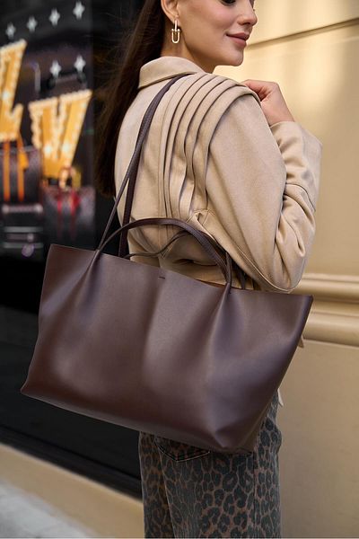Madamra Braune Damen-Einkaufstasche mit Schnalle