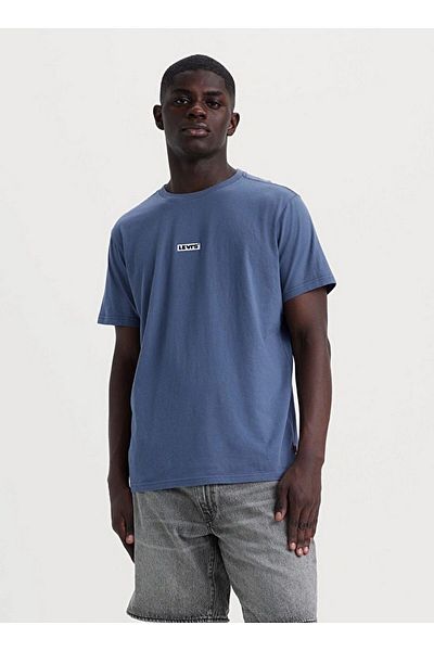 Levi's Ανδρικό μπλουζάκι Levis Blue - Crew Neck, τυπωμένο κείμενο, κανονική εφαρμογή A7772-0004