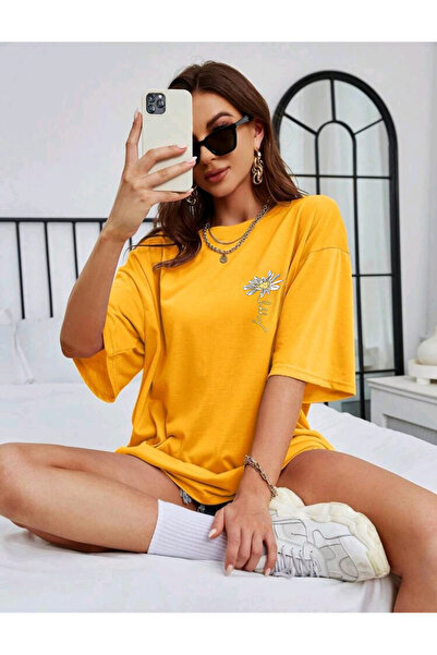 BW Bravely Wear Tricou supradimensionat pentru femei cu imprimeu cu flori de ...