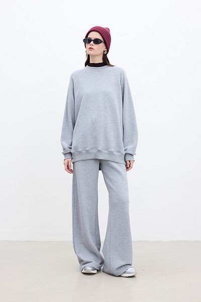 Manuka Relaxed Fit Basic Trousers - Gray & Melange