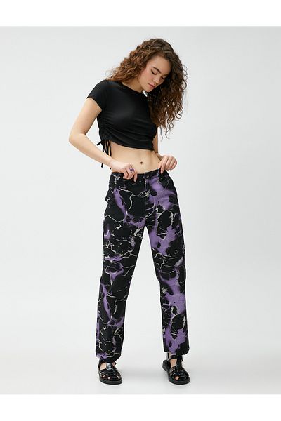 Koton Tricou Crop Mânecă Scurtă Decolteu Crew Adunat