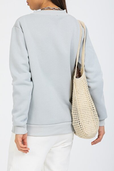 Deafox Ανοιχτό γκρι Γυναικείο φούτερ Crew Neck