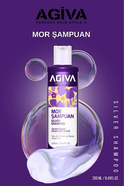 Agiva Platinum Embossed Silver Shampoo - Purple, Yellow, Gray, White 250ml
