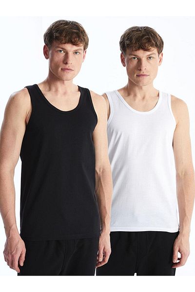 LC Waikiki U-Neck Combed Cotton Men's Undershirt, 2-pack