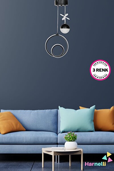 Harnelli 3 Renk Yanabilen Şeker Camlı Modern Ledli Avize