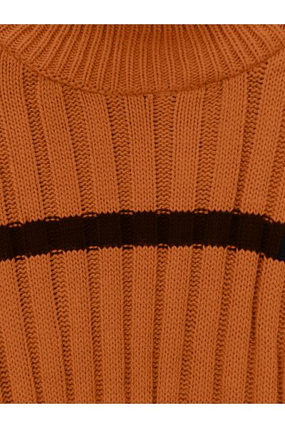 Modamorfo Orange Striped Loose Sleeve Knitwear Sweater
