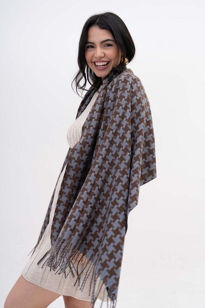 SOFT AKSESUAR Houndstooth Patterned Wool Blended Winter Scarf