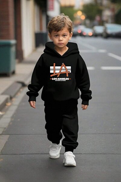 Merry Store طقم بدلة رياضية موسمية للأطفال مطبوع عليها نص لوس أنجلوس