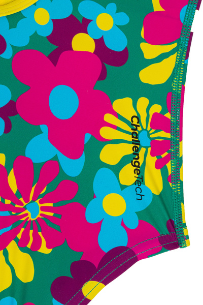 Slazenger Jn43 Model - Girl's Floral Patterned Thin Strap Swimsuit