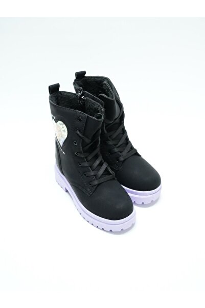 EYMEN SHOES TWİNGO KALPLİ KIZ RESİMLİ YÜKSEK BOĞAZ KIZ ÇOCUK BOT, SİYAH (LADİK)