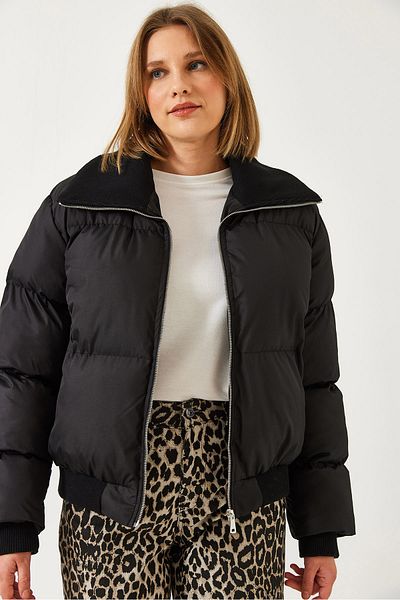 Bianco Lucci Women's Camisole Collar Detailed Puffer Jacket with Zipper Pockets 2640 60351315