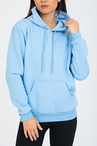 Deafox Μπλε φούτερ με κουκούλα με τρεις κλωστές