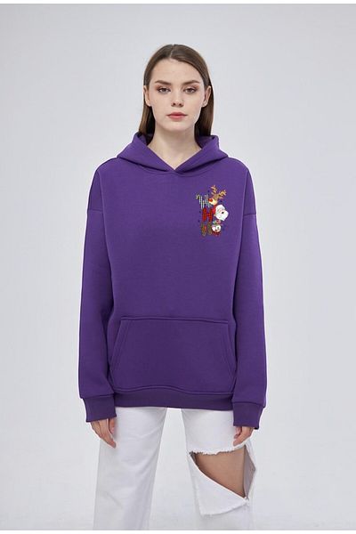 Moda Işık Унисекс суитшърт с качулка и новогодишен принт - 100% памук