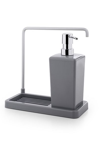 Prima Nova Luna Gray Aluminum Kitchen Soap Dish - Stainless with Cloth Hanger