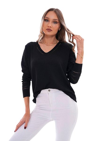 lavella Women's V-Neck Sleeve Patterned Sweater 12793 Bgl-St04096