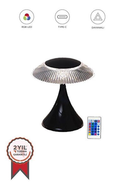 Torima Abajur Kristal Elmas Masa Lambası Led Işıklı Akrilik Gece Lambası LW31 Siyah