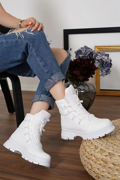 sefayol Γυναικείες μπότες χιονιού Marcy White Parachute Matte Leather