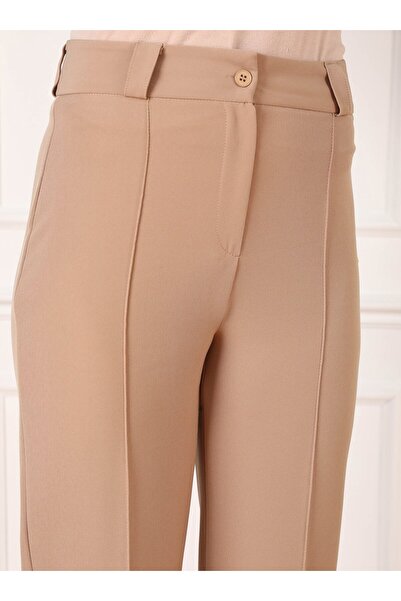 Refka Ribbed Stitched Classic Fabric Trousers - Mink - Refka