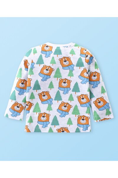 Babyhug Babyhug Cotton Bear & Tree Printed Pajama Set - Light Grey