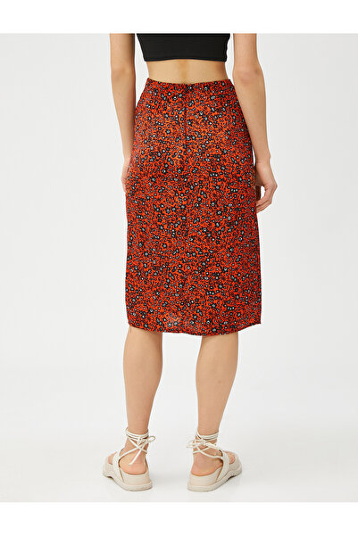 Koton Spódnica midi z kwiatowym rozcięciem, szczegółowo drapowana