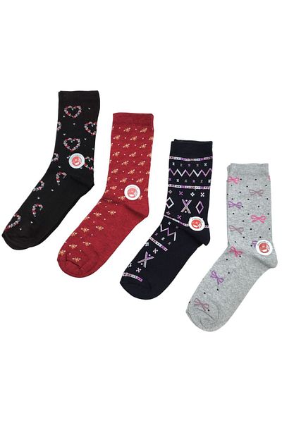 AXE SPORTSWEAR 4 Pairs Colorful Patterned Cotton Women's Long Cotton Socks Sock