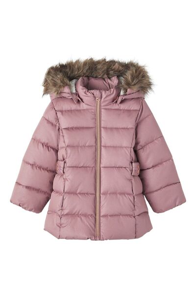 name ıt Суха троянда Дівчинка Капюшон Нормальний пояс Хутровий пуховик NMFMERETHE JACKET3 GLITTER NOOS