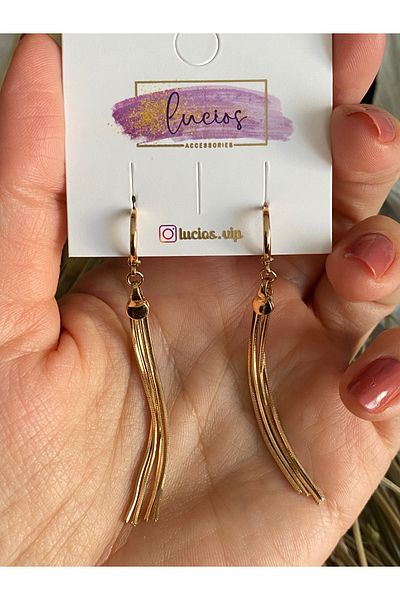 Lucios Golden Handworked Unbreakable Series Pendant Ring Earrings (6.5 cm)