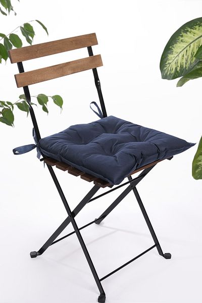 ADARYA HOME Navy Blue 40X40 Flat Decorative Pofidik Chair Cushion - Lace-Up