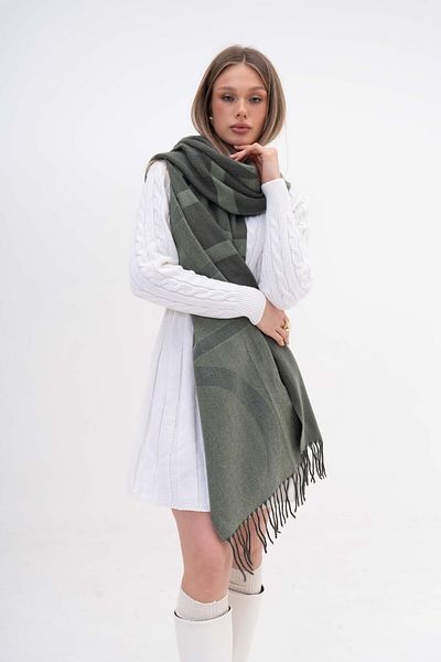 SOFT AKSESUAR Geometric Pattern Wool Blended Scarf