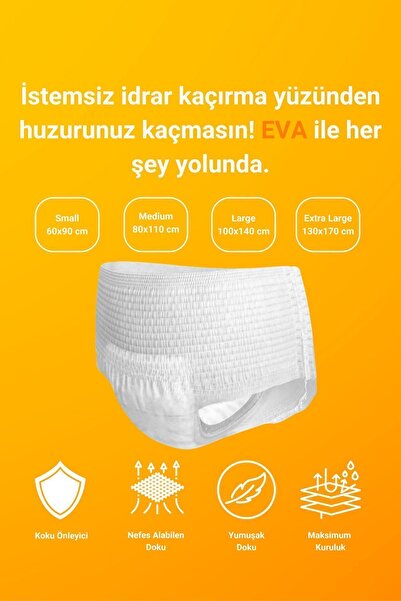 EVA 10 Lu Emici Külot Medium(80-110CM) Large(100-140CM) 1 Paket 10 Adet Large