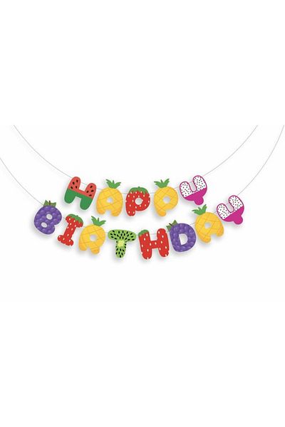 kidspartim Πανό Happy Birthday με θέμα τα φρούτα 2 μέτρα