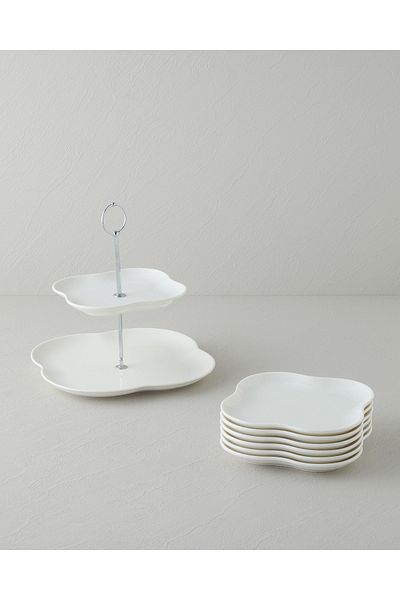 English Home Set Tort Porțelan Flora 9 Piese - Alb pentru 6 Pers