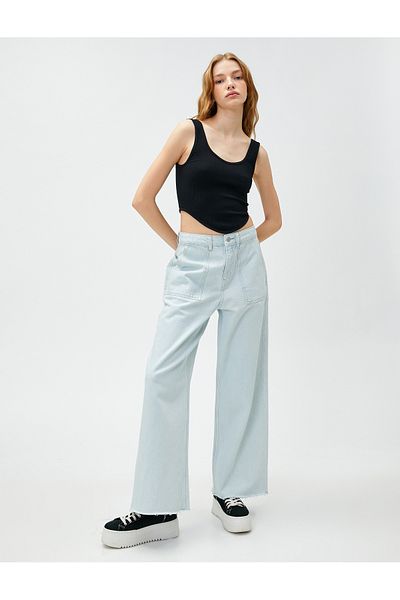 Koton Jeans mit geradem Bein und hoher Taille – Eve Jeans