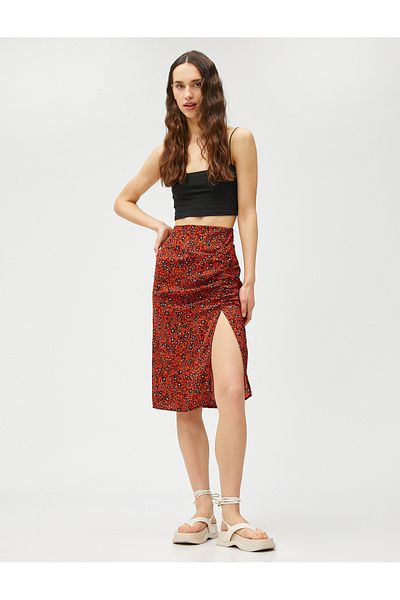 Koton Fustă midi Floral Slit Detaliat Drapat