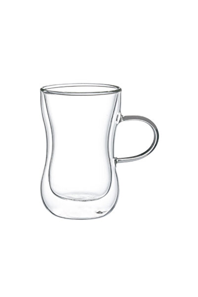 Leggno VETRO Borosilikat Çift Camlı Kulplu Çay Bardağı 150ML (2ad)