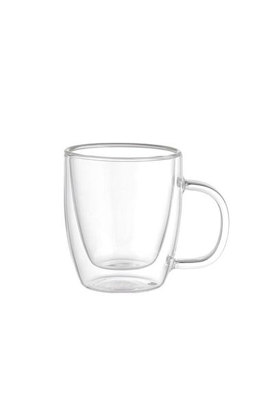 Leggno Vetro Borosilicate Double Glass Cup with Handle 310ml (2Pcs)