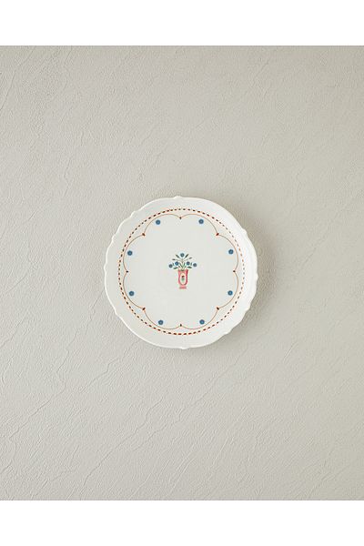 English Home Retro Ruby New Bone China Cake Plate 18 cm White - Blue