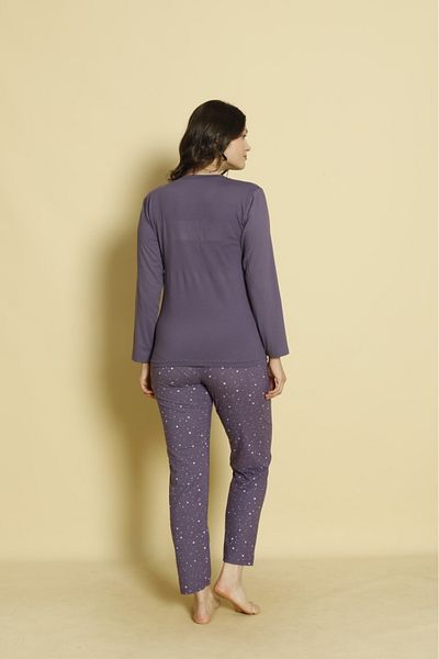 Temporium Women's Printed Patterned Long Sleeve Milan Fabric Bamboo Pajamas Set