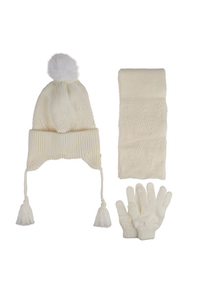 Kitti Fleece Gloves and Hat Set for 4-8 Years Old Girl - Set of 3