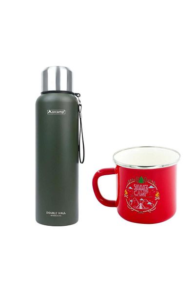 Orcamp Green Steel Thermos - 1.5 Lt, Summer 180 Ml, Red Orc-069-B-K4
