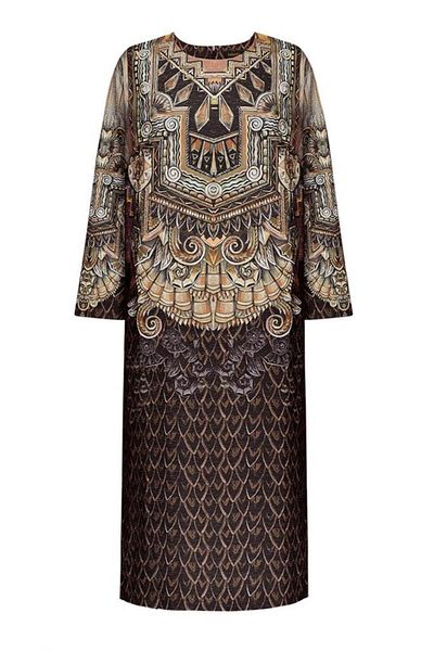 Rouge Brown Half Sleeve Print Dress Size 34