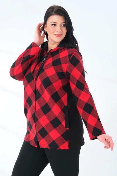 Lady Majestic قميص نسائي منقوش بغطاء للرأس مقاس كبير