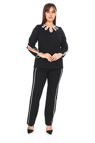 etselements Costum de sus și de jos cu detaliu de țevi și design de gât