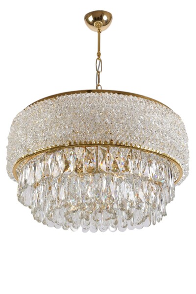 KLAS AYDINLATMA ÖRGÜLÜ 50LİK GOLD KRİSTAL EL SANATI AVİZE